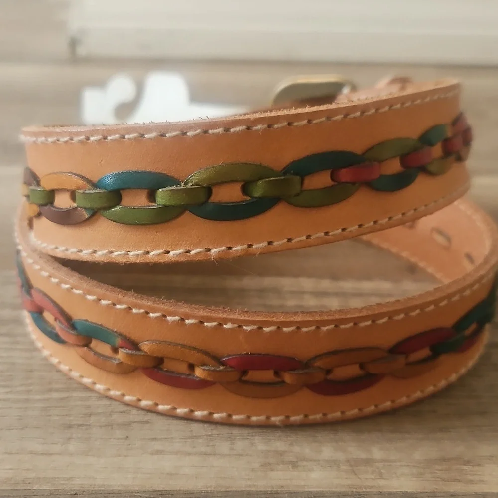 Genuine Leather Multi Colored Tan Belt - Picture 1 of 6